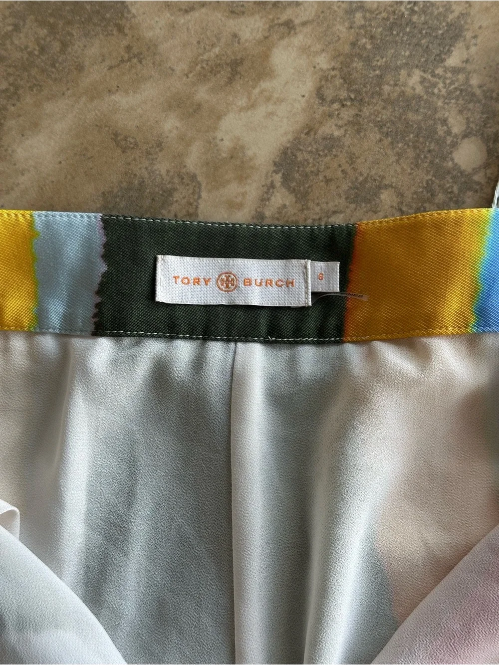 Tory Burch Fiona Wide Leg Pants Striped Multicolor High Rise